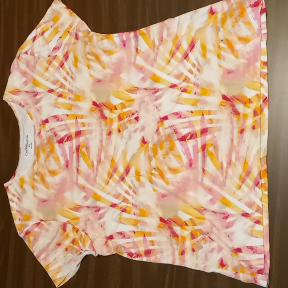 Croft & Barrow Pink/Orange Tropic Print XL